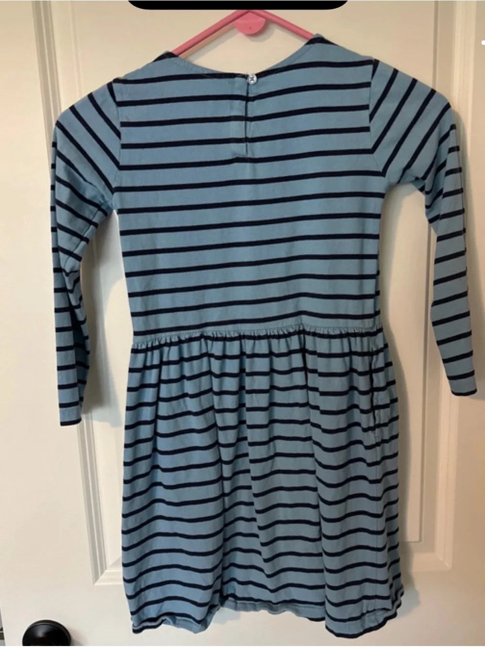 Primary Blue & Navy Striped Long-Sleeve Dress